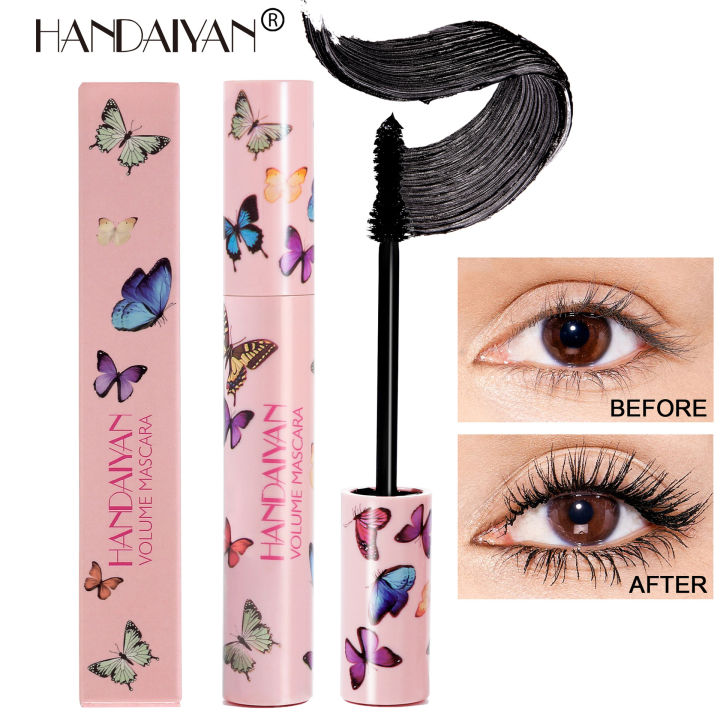 HANDAIYAN New Long Lasting 3D Fiber Mascara Waterproof Thick Curling Eye Lashes Growth Quick Dry Eyelash Black Mascara Cosmetics