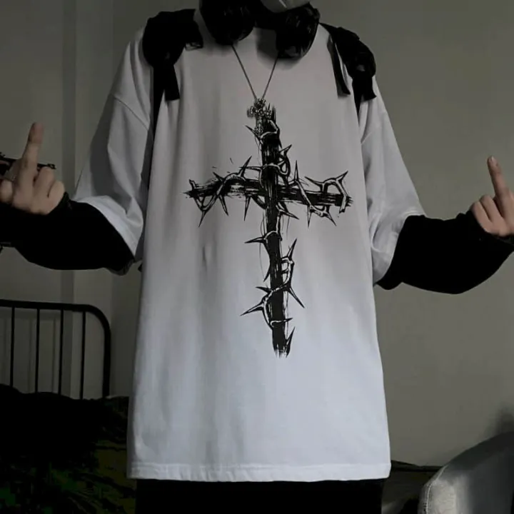 T-shirt%20Cross%20of%20Ts%20fake%20two-piece%20for%20men%20women%20long-sleeved%20dark%20-hop%20loose%20large%20size%20autumn%20trend%20top%20Simplicity%20-%20Image%205