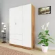 VIKI 3 Door Wardrobe | 3 Part Almirah for Clothes, Door for Bedroom, 3 Door Wardrobe with Drawer & Hanging Space Multipurpose Use your Home & Office Design by Nahid Furniture(Frosty White - 40D x 120W x 180Hcm) |. 