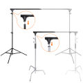 2 * 3 Meters/ 6.6 * 10 Feet Aluminum Alloy Studio Backdrop Stand Bracket Adjustable Photography Background Support System with 2pcs Sandbags + 4pcs Backdrop Clamps + Carry Bag Easy Installation.