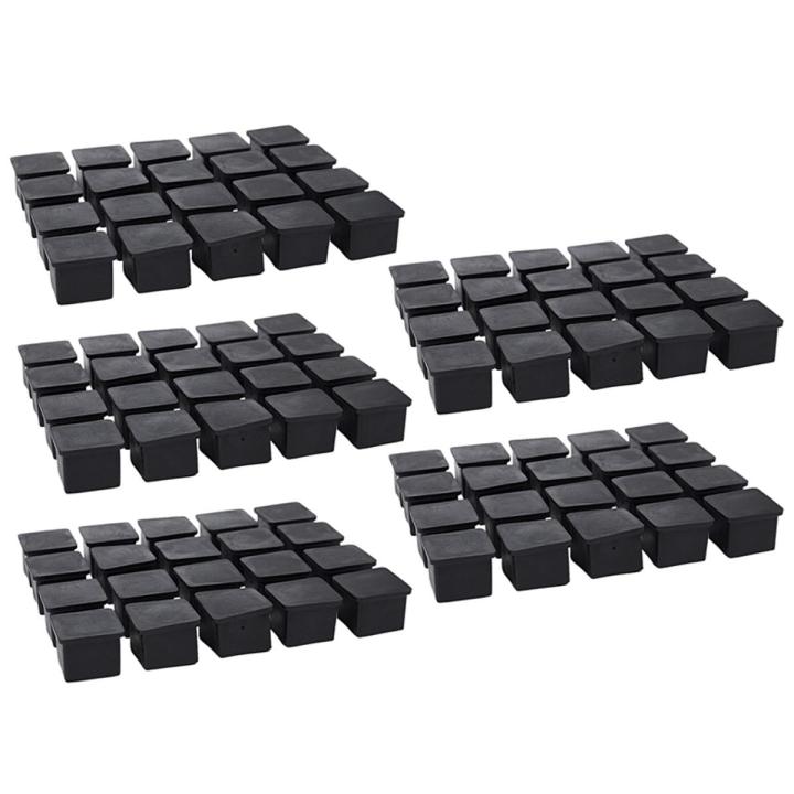 100Pcs Square Chair Table Leg Foot Rubber Covers Protectors 25mm x 25mm