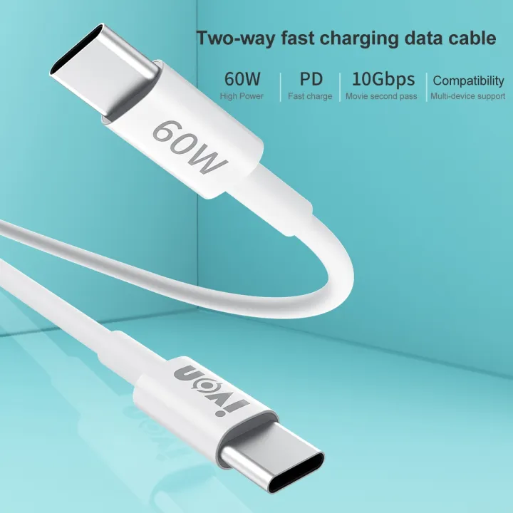 IVON%20CA203%2060W%20PD%20USB-C%20/%20Type-C%20to%20USB-C%20/%20Type-C%20Fast%20Charging%20Data%20Cable,%20Cable%20Length:%201m%20-%20Image%202