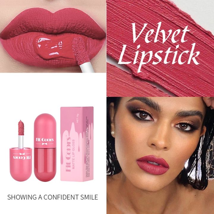 Lip Gloss Temperament Color Rendering Matte Velvet Mini Wild Fit Colors Long-lasting Makeup Capsule Lipstick 5 Colors