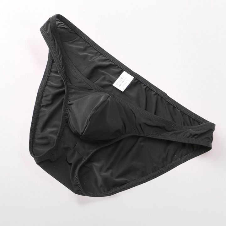 Cool Ice Silk Low-rise Underwear Men's Solid Smoth Seemless Briefs Soft Bugle Pouch Panties Comfortable Breathable Bikini