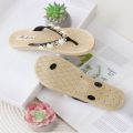 2024 Summer New Flat Flip Flops Outdoor Beaded Women's Slippers National Fashion Sandals.