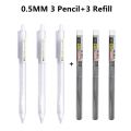 3 PCS Muji Style Mechanical Pencil 0.5mm 0.7mm Transparent Frosted Hexagonal With Pencil Lead Student Writing Tools. 
