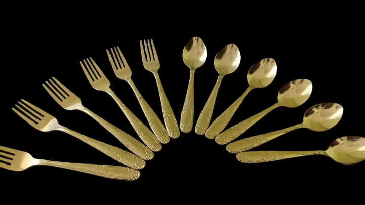 12%20Pcs%20Stainless%20Steel%20Tea%20Spoon%20&%20Fork%20Set%20-%20%20Stainless%20Steel%20For%20Long-Lasting%20Use%20-%20Image%202