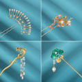 Vintage Chinese Style Hanfu Hair Stick Women Metal Glaze Hair Fork Hairpin Mystic.