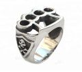 Vintage punk rock style high quality stainless steel men punching knuckle ring DM 385.