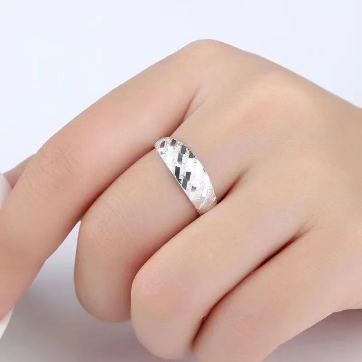 Silver%20Ring%20999%20Pure%20Silver%20Meteor%20Shower%20Frosted%20Ring%20Men's%20and%20Women's%20Gypsophila%20Ring%20Open%20Couple%20Ring%20-%20Image%203