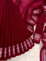 Tangail Tat Half Silk Saree for Women All Season Half Silk Fabric Fashionable Arong Style in Maroon Color.