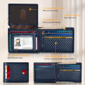 Men's genuine leather soft carbon fiber large capacity wallet for men's high-end feeling. 