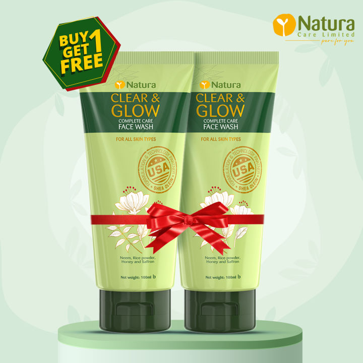 Natura Clear and Glow Complete Care Face Wash 100ml (Buy 1 Get 1 Free)