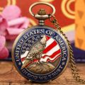 Classic American Presidential Torch Eagle Free Design pocket Watch for men and women Vintage quartz Arabic numerals. 