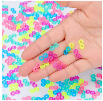 100Pcs/Bag Acrylic S Clips Loom Rubber Band Clips Plastic Jewelry Connectors For Necklace Bracelet Making Colorful Clasp Refill Kit