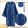 Enigma- Men Academic Robe with Tassels Premium Unisex Graduation Robe Hat Set for College Bachelor Doctor Master Ceremony Front Zipper V Neck Tassel Year Tag High Quality Gown Cap Tassel Set Fast Shipping. 