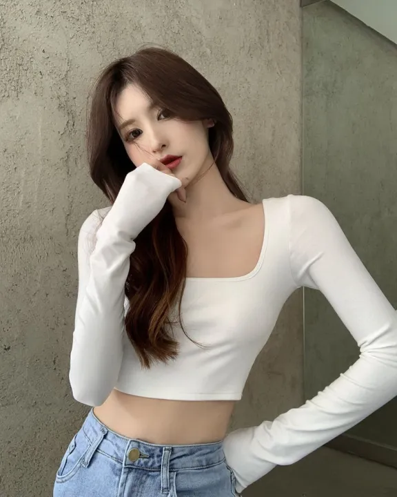 Hot%20Girl%20Square%20Neck%20Long%20Sleeve%20T-Shirt%20Women's%20Fall%202023%20New%20White%20Lace-up%20Cropped%20Open%20Back%20Slim%20Base%20Layer%20Top%20-%20Image%206