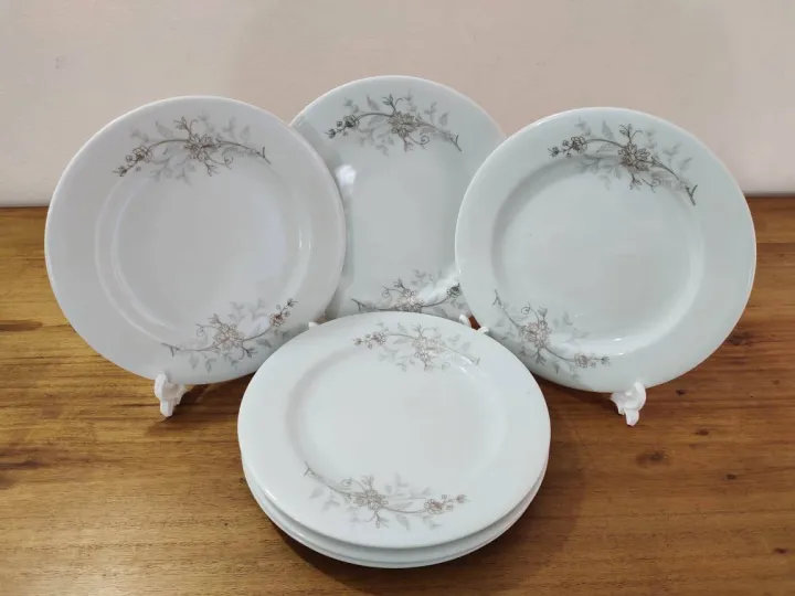 6%20Pcs%20Ceramic%20Flower%20Print%20Dinner%20Plate%20Set%2011"Inch%20,%20Flat%20Rice%20Dinner%20Plate,%20White%20Color%20Wikth%20print.%20Microwave%20oven%20save,Dishwasher%20Save,Dining%20Plate%20Set.%20-%20Image%204