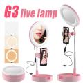 Portable Selfie Ring Light Tripod Stand with Makeup Mirror Table LED Lights Photography Lighting for Beauty Live Youtube Tik Tok.