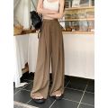 Deeptown Elegant Classic Formal Suit Pants Women Loose Vintage Korean Style Pleated Old Money Wide Baggy Palazzo Office Trousers. 