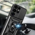 Fashions For Samsung Galaxy S25 S24 Ultra Case With Slide Lens Cover Rotating Ring Shockproof Stand Holder Phone Case for S25 S24 Plus.