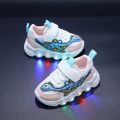 Zapatillas LED Kid Cartoon Dinosaur Boy Casual Sneaker Boy Kid Shoe Girl Mesh Breathable Shoe Baby Illuminated Shoe Tennis Shoes. 