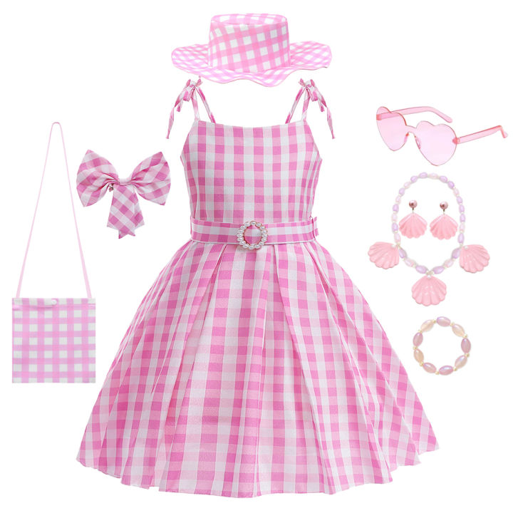 Girls%20New%20Movie%20Barbi%20Costume%20Margot%20Robbie%20Barbe%20Pink%20Top+Trousers%20Kids%20Halloween%20Cospaly%20Children%20Clothes%20-%20Image%206
