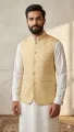 Printed golden koti for men print brand | Nehru jacket for men | Waist coat and vest for men golden.