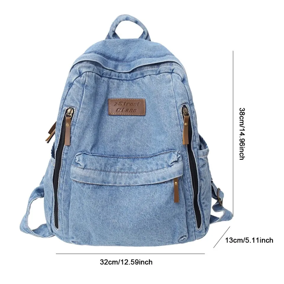 Denim backpacks online best sale