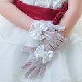 1Pair Girls Princess Dress Mesh Bow Lace Pearl Ornament Gloves Party Supplies Kids Birthday Ceremony Coronation Accessories Gift. 