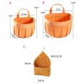 QUTDI Retro Durable Hand Woven Wooden For Kitchen Gardens Vegetable Flower Pot Letter Basket Flower Nasket Storage Basket Wall Basket.