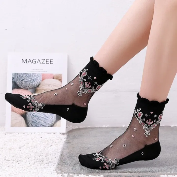 1/10%20Pairs%20Summer%20Ultra-thin%20Elastic%20Silky%20Short%20Silk%20Socks%20Women%20Girls%20Ankle%20Socks%20Transparent%20Crystal%20Invisible%20Socks%20-%20Image%203