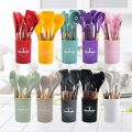 12PCS Food Grade Silicone Kitchen Cookware Utensils Turner Spatula Measuring Spoons Practical Cooking Tool Kitchenware Set. 