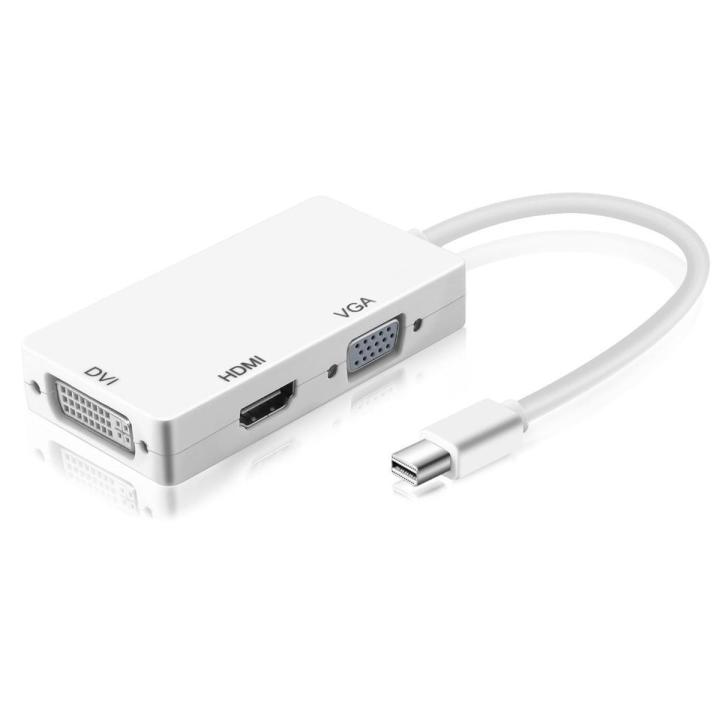 3 In 1 Thunderbolt Port Mini Displayport HDMI-compatible DVI VGA Display Port Adapter Cables For Mac Macbook White