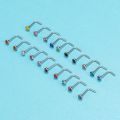 ZS 20pcs CZ Stainless Steel Nose Studs Crystal Lot 20G Nose Piercing Septum Studs For Unisex Body Piercing Fashion Jewelry Women. 