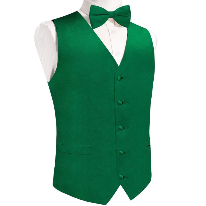 Satin%20Solid%20Green%20Vest%20for%20Men%20Silk%20Suit%20Pre-tied%20Bow%20Tie%20Set%20Wedding%20Busines%20Formal%20Tuxedo%20Sleeveless%20Male%20Waistcoat%20Blazer%20-%20Image%204