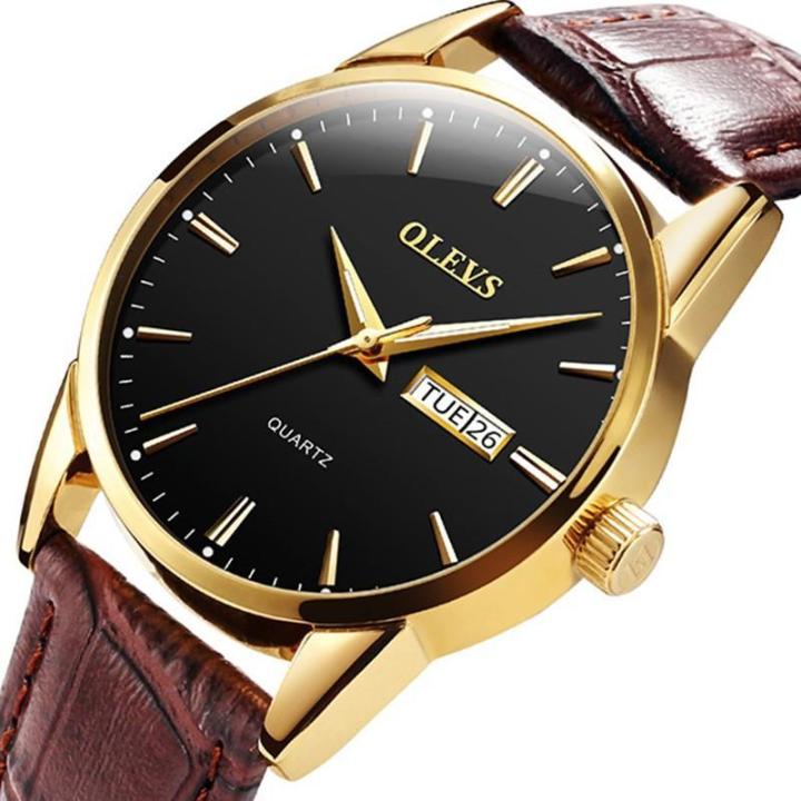 Olevs%206898%20Brown%20PU%20Leather%20Analoge%20Fashion%20Wrist%20Watch%20For%20Men%20-%20Image%202