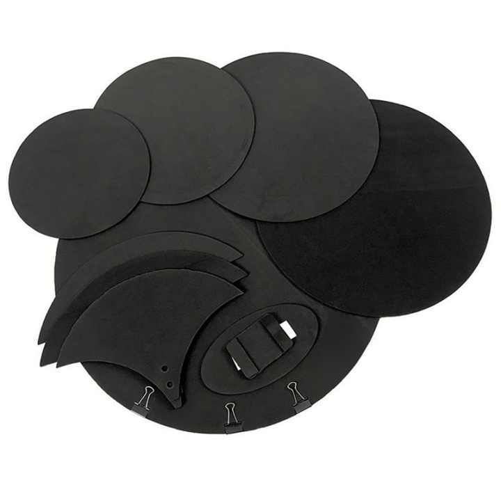 10Pcs Drum Mute Pads Kit Snare Drum Sound Off Mute Muffler EVA Quiet Practice Pad Set Percussion Replacement Parts