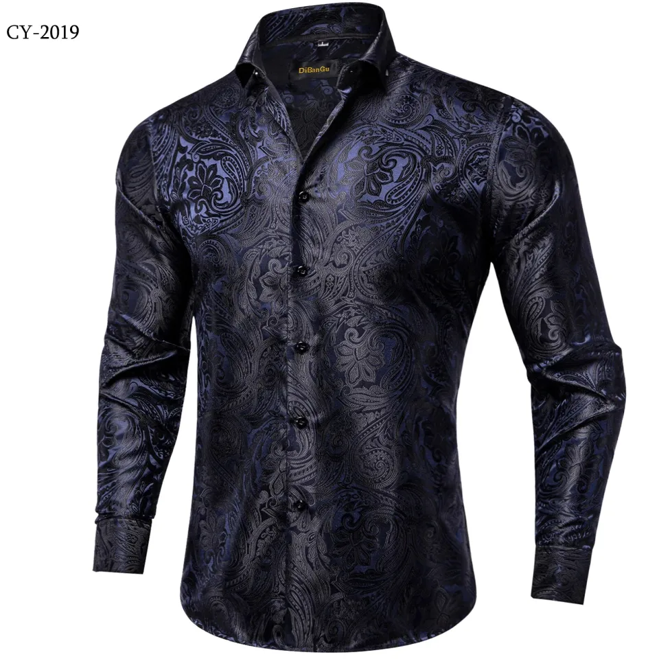 Men's Business Dress Shirts Black Gold Long Sleeve Formal Button-Down  Collar Social Slim Fit Shirt Spring Man Casual Blouse | Daraz.com.bd