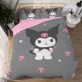 Sanrio Kawaii Kuromi Children's Skin-Friendly Four-Piece Anime Cartoon Bed Sheet Quilt Cover Dormitory Single Bed Home Textiles.