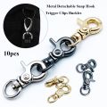 【Booming】 10pcs Black Silver Webbing Buckle Belt Keychain Detachable Snap Hook Leather Strap Buckles Pet Leash Hooks Trigger Clips.