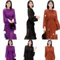 Thirteen Rows 2024 Australian niche new long sleeved pleated backless versatile holiday dress for women. 