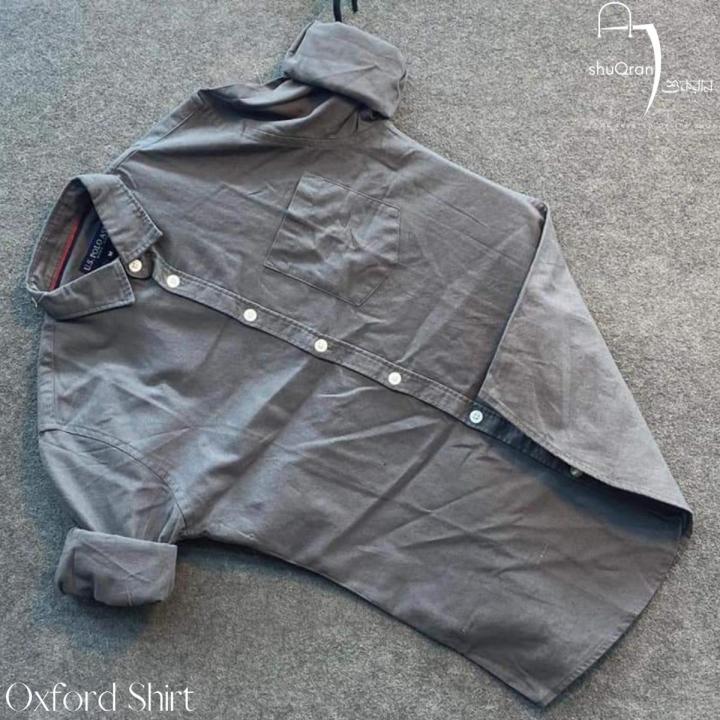Shuqran Gray Oxford Cotton Formal Shirt For Men