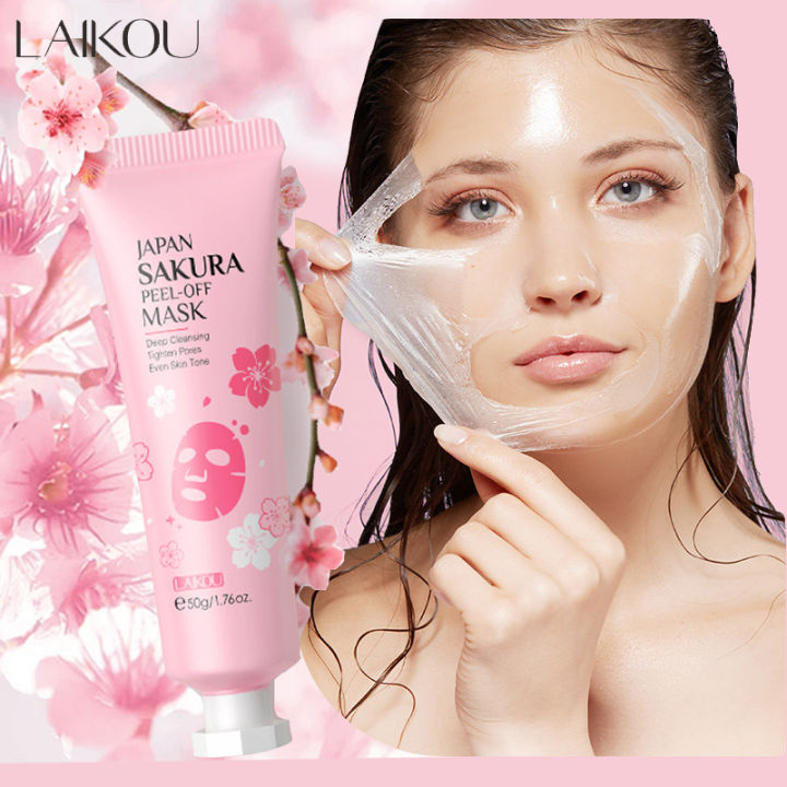 Sakura Peeling Face Mask Deep Cleansing Anti Aging Anti Wrinkle Whitening Blackhead Removed Tear Off Mask Facial Skin Care 50g Lateil