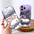 Hontinga for Redmi Note 12 4G Back Cover 3D Kuromi Melody Print Cream Texture Phone Case Wavy Edge Soft Silicone Cover.