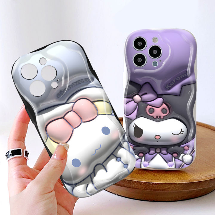 Hontinga%20for%20Redmi%20Note%2012%204G%20Back%20Cover%203D%20Kuromi%20Melody%20Print%20Cream%20Texture%20Phone%20Case%20Wavy%20Edge%20Soft%20Silicone%20Cover%20-%20Image%203