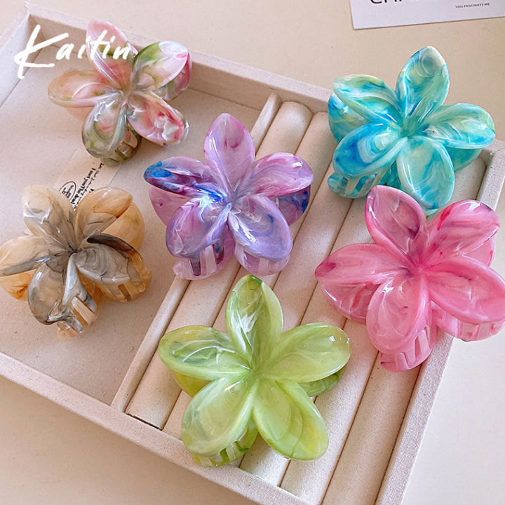 Fashion Women Beach Vacation Bohemia Egg Flower Hair Clips Tie-dye Flower Large Hair Claw Hairpin Women Girls Accessories