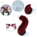 Wolf Ears and Tail Set Costume Accessories with Adjustable Belt Gift Fancy Dress Headpiece.