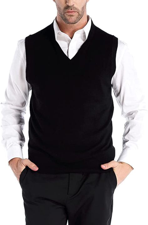 Men's Merino Wool Vest 100% Pure Merino Wool V Neck Sweater Vest Sleeveless  Pullover Sweaters Middle Layer Thermal Jacket