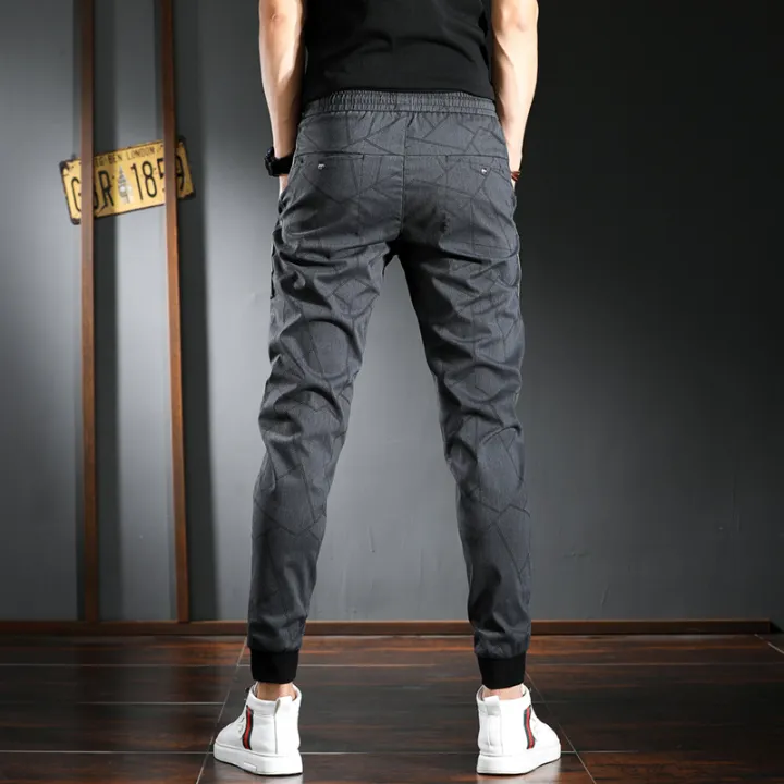 IELGY%20Elastic%20Waist%20Casual%20Cropped%20Pants%20Men's%20Slim%20Fit%20Feet%20British%20Art%20Plaid%20Men's%20Pants%20Gray%20Pants%20Thin%20Pants%20-%20Image%202